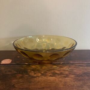 Hazel Atlas El Dorado Eldorado Coin Spot Optic 9" Amber Decorative Serving Bowl‎
